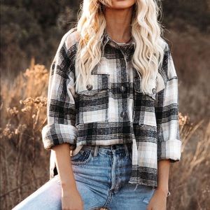 Montgomery Distressed Plaid Shacket (Vici)